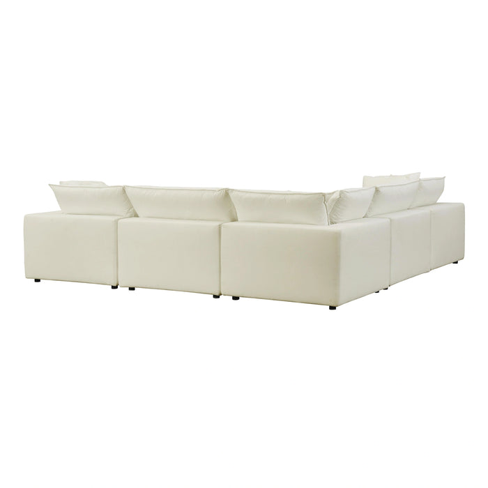 Cali 5-Piece Brown Leather Modular L-Sectional