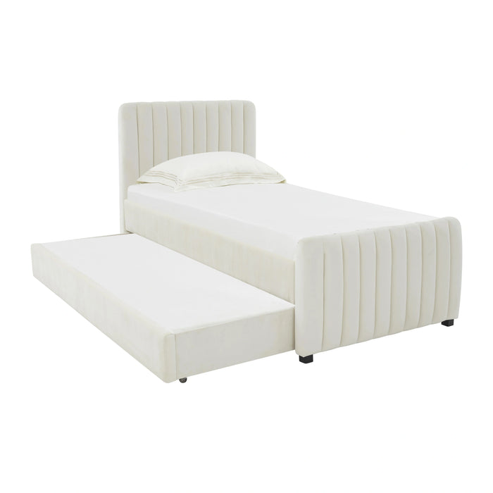 Angela Performance Velvet Trundle Bed in Twin