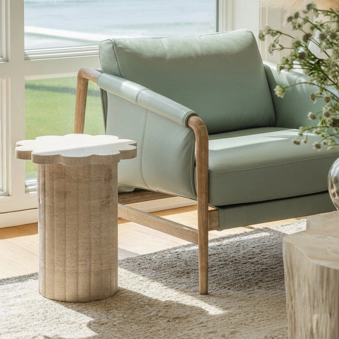 Blossom Faux Travertine Indoor/Outdoor Concrete Side Table