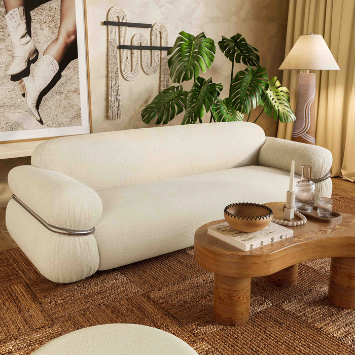 Leyla 98" Cream Performance Boucle Sofa