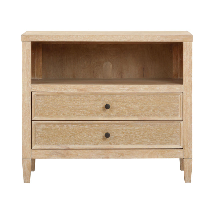 Bristol Park Whitewashed Oak Wood 2-Drawer Nightstand