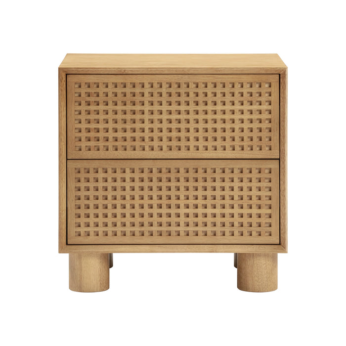 Miles 22" Natural Wood 2-Drawer Nightstand