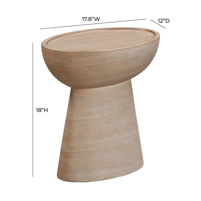 Eclipse Textured Faux Travertine Indoor/Outdoor Side Table