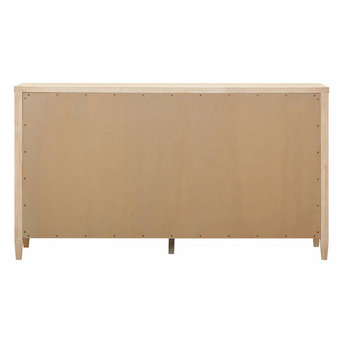Bristol Park 62" Whitewashed Oak Wood 6-Drawer Dresser