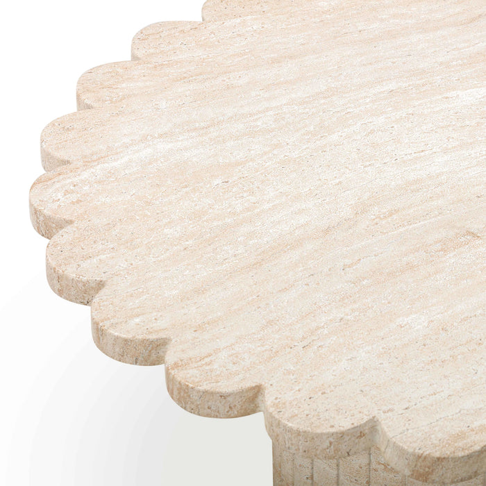Blossom 36" Washed Faux Travertine Finish Indoor/Outdoor Round Coffee Table
