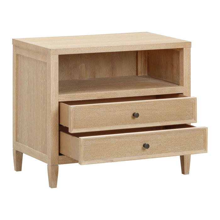 Bristol Park Whitewashed Oak Wood 2-Drawer Nightstand