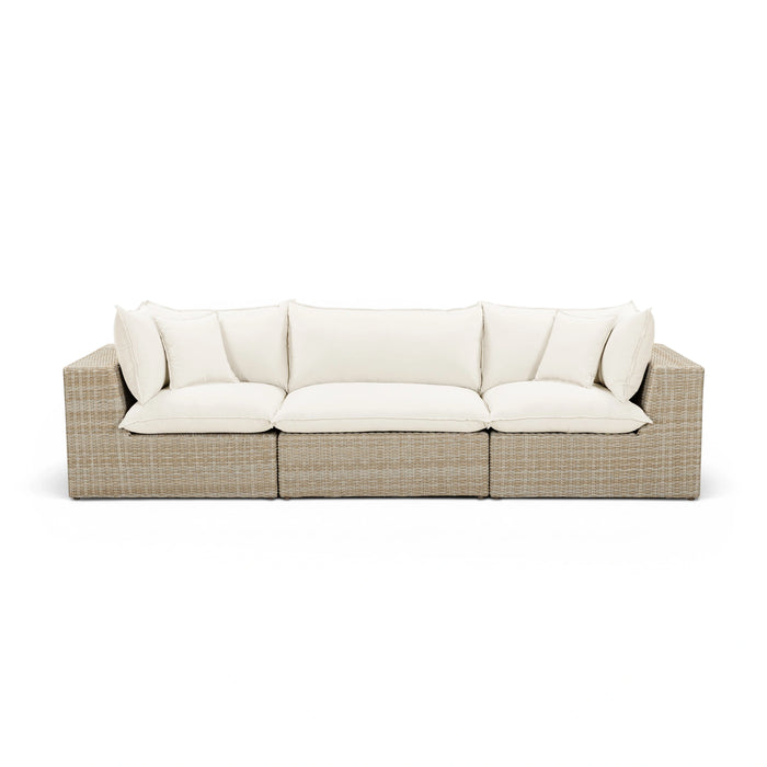 Cali 120" Natural Wicker Outdoor Modular Sofa