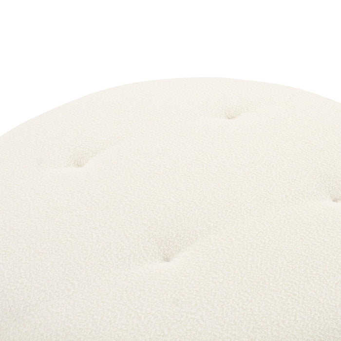 Fickle Cream Performance Boucle Swivel Ottoman