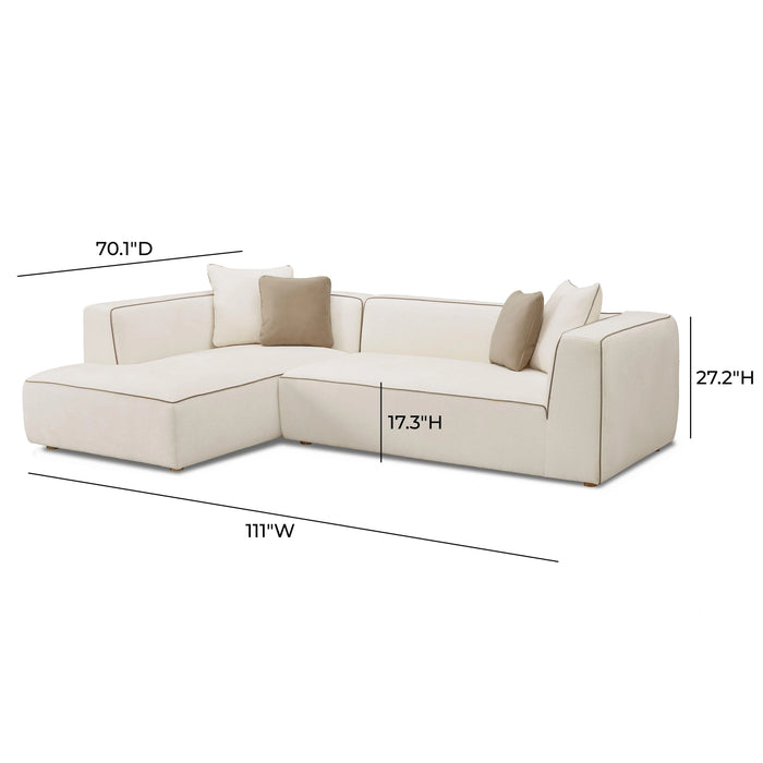 Tristine 2-Piece Cream Contract-Grade Linen L-Shaped Sectional