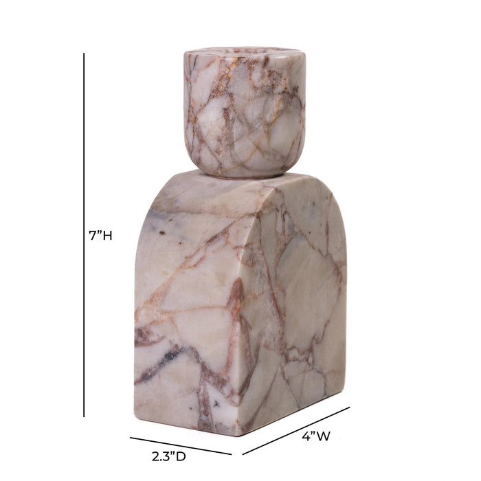 Marble White Brown Candle Holder
