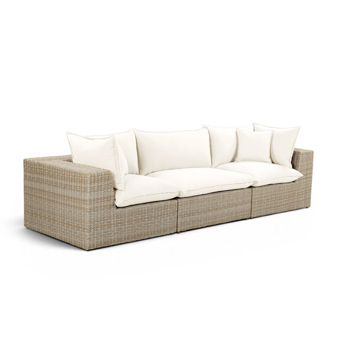 Cali 120" Natural Wicker Outdoor Modular Sofa