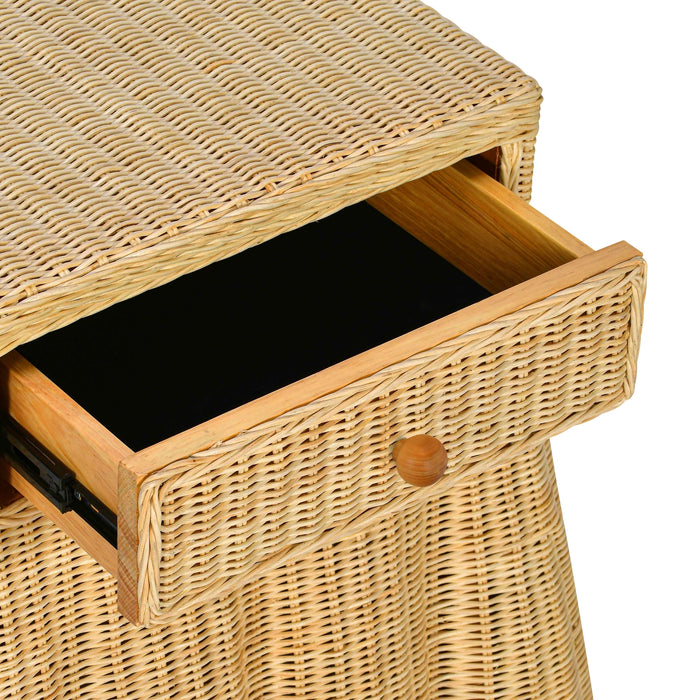 Pentra 25" Natural Rattan Nightstand With Drawer