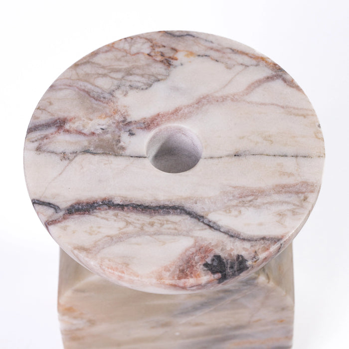Marble White Brown Candle Holder