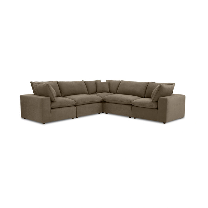 Cali 5-Piece Brown Leather Modular L-Sectional