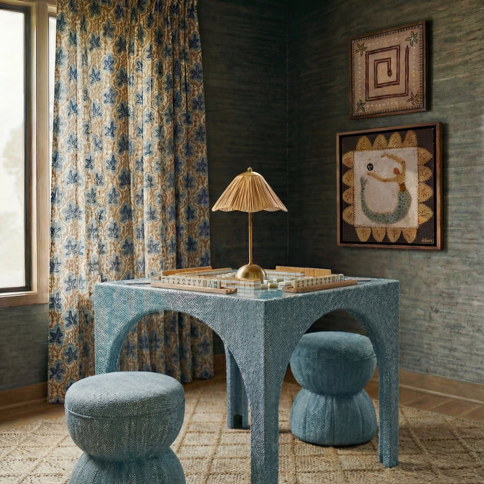 Tomlin Performance Chenille Game Table and Two Ottomans Set