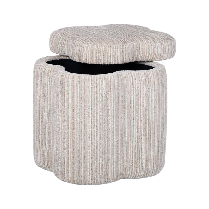 Lilou Cream Striped Jacquard Storage Accent Stool