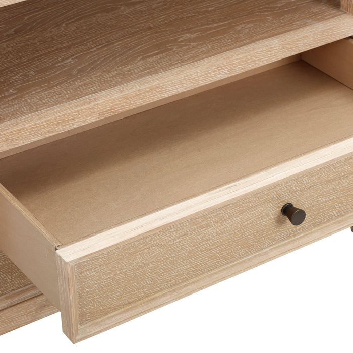 Bristol Park Whitewashed Oak Wood 2-Drawer Nightstand