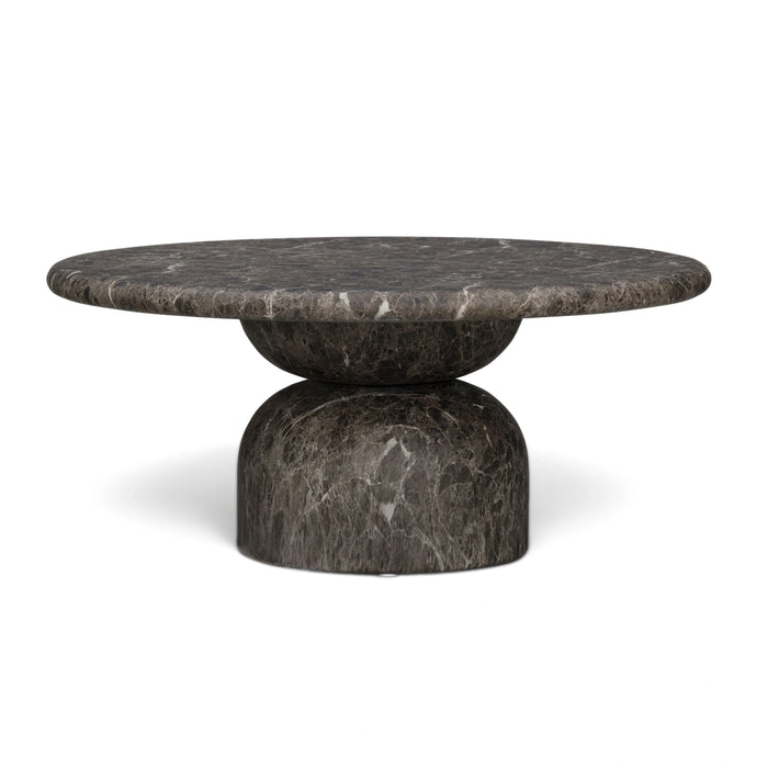 Cynthia 36" Faux Travertine Concrete Indoor/Outdoor Coffee Table
