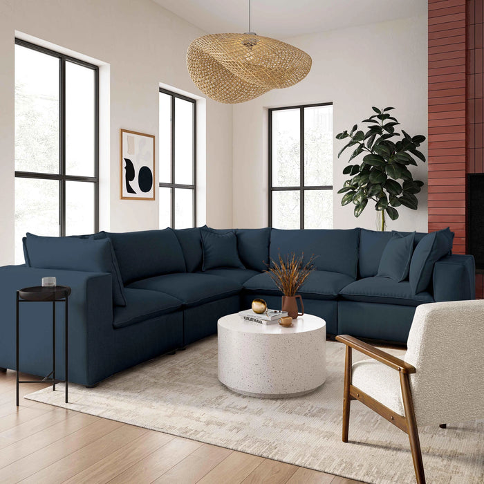 Cali 5-Piece Brown Leather Modular L-Sectional