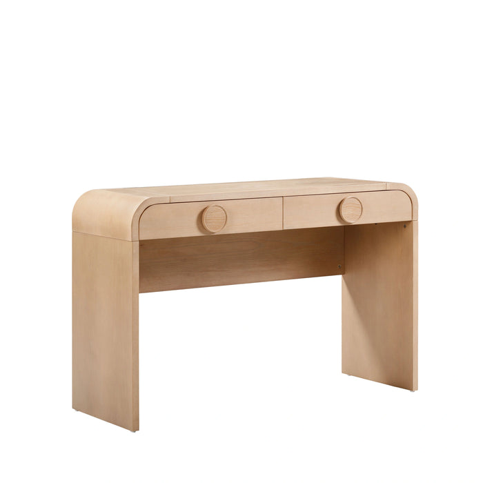 Moonrise 48 Natural Ash 2-Drawer Vanity Desk with Mirror