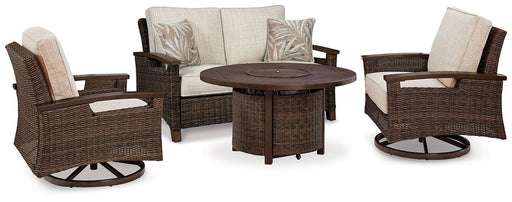 Paradise Trail Outdoor Loveseat, Lounge Chairs and Fire Pit Table - MR ZEE FURNITURE