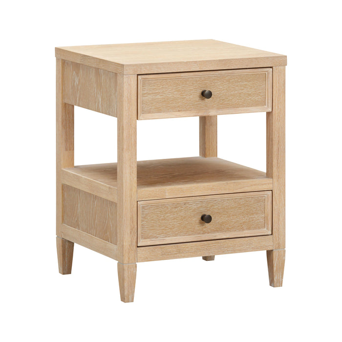 Bristol Park Whitewashed Oak Wood 2-Drawer Nightstand