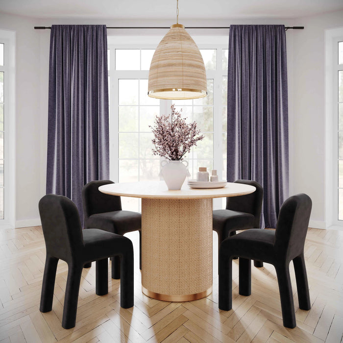 Akiba 47" Natural Ash & Rattan Round Dining Table