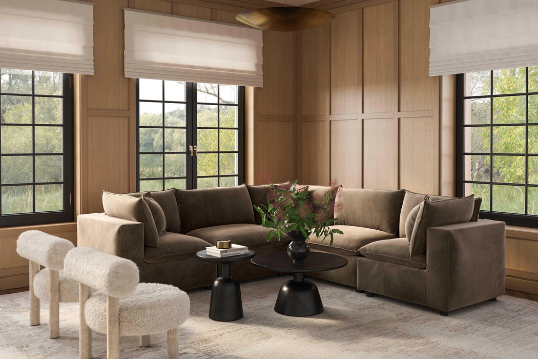 Cali 5-Piece Brown Leather Modular L-Sectional