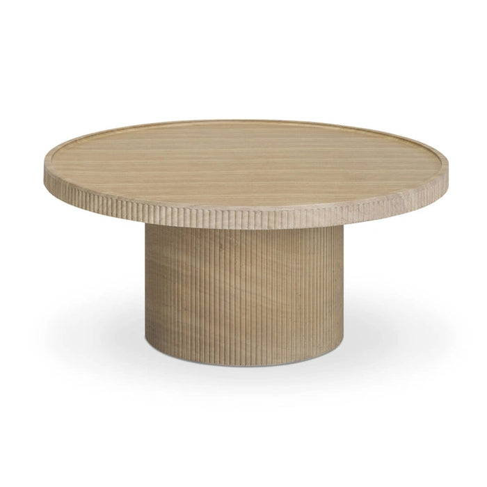 Darcy 36" Concrete Indoor/Outdoor Travertine Round Coffee Table