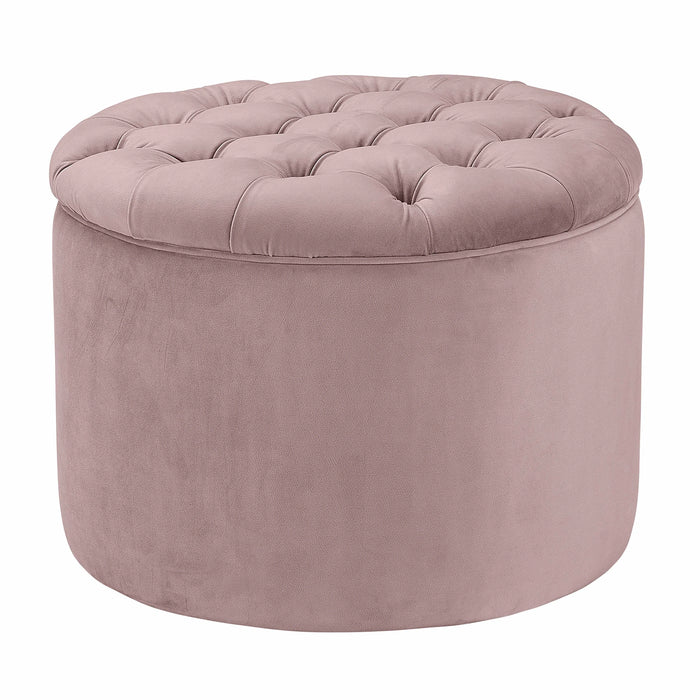 Queen Performance Velvet Round Storage Ottoman