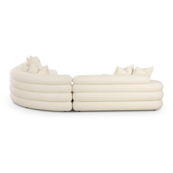 Lulu 3-Piece Cream Performance Boucle Modular Curved L-Sectional