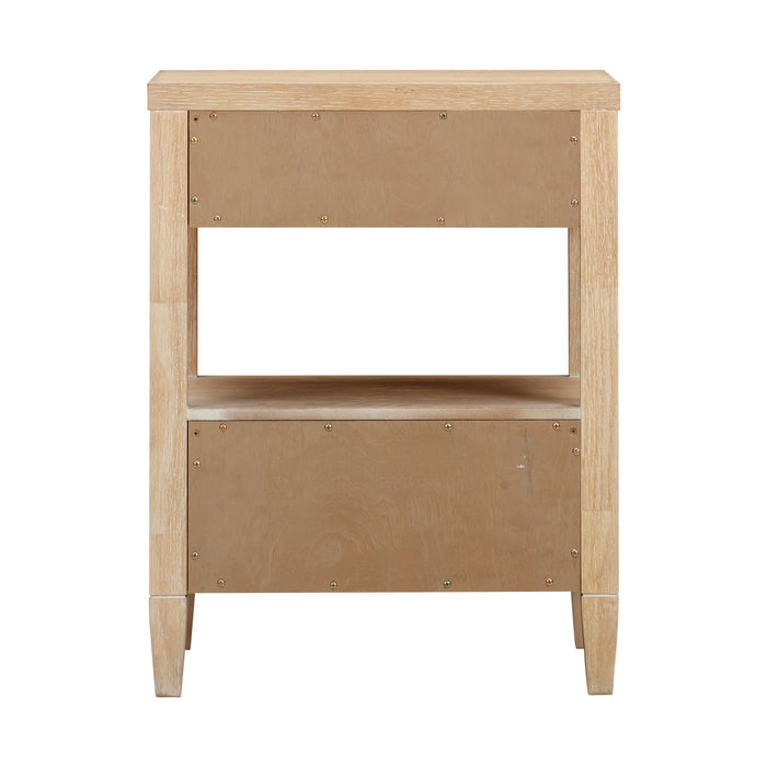 Bristol Park Whitewashed Oak Wood 2-Drawer Nightstand