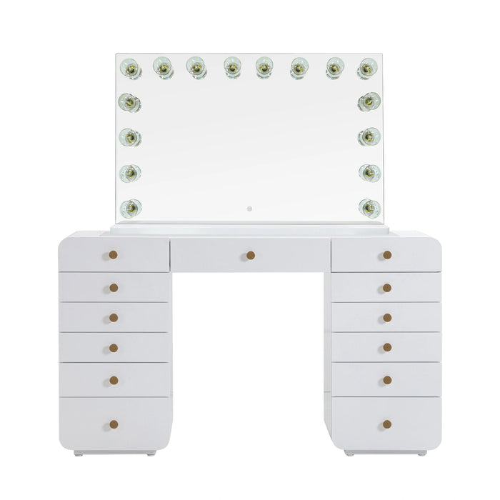 Hollywood 56" White Desk with Vanity Mirror