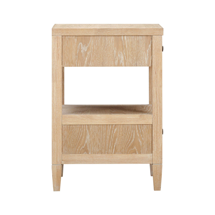 Bristol Park Whitewashed Oak Wood 2-Drawer Nightstand