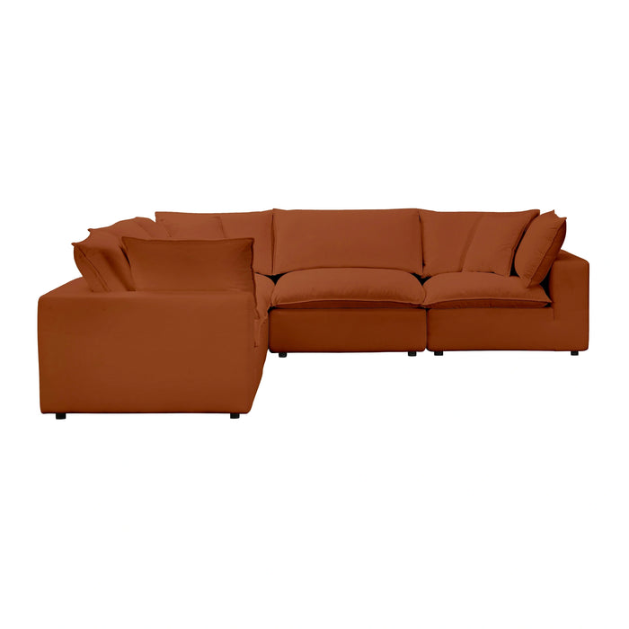 Cali 5-Piece Brown Leather Modular L-Sectional