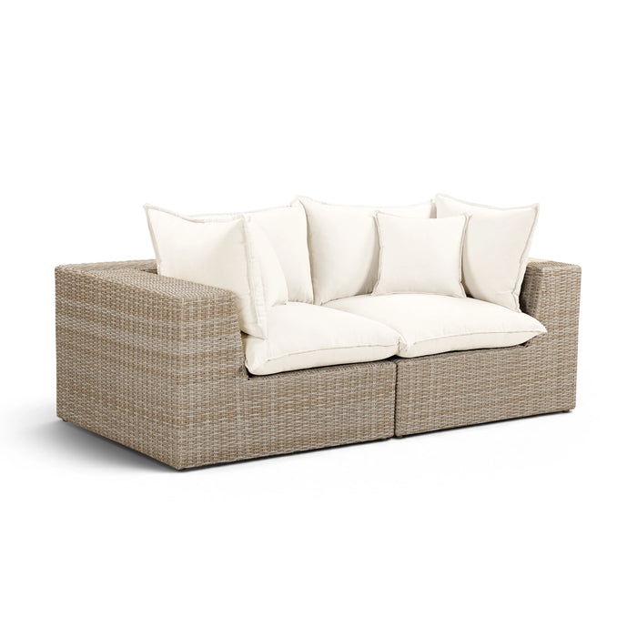 Cali 80" Natural Wicker Outdoor Modular Loveseat